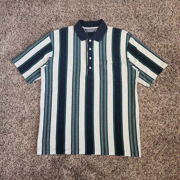 Vintage Golf Polo Striped Shirt David Taylor Preppy Dad Retro Grandpa Summer - Picture 1 of 5